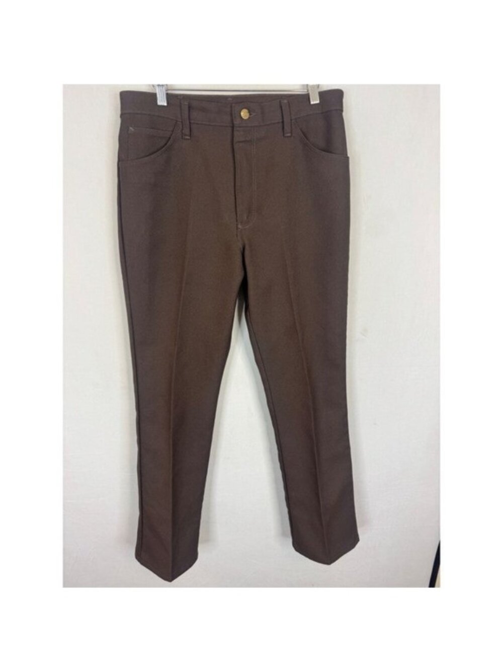 Vintage Lee Leens Mens 34x32 Brown Polyester Twill Straight Leg Pants USA